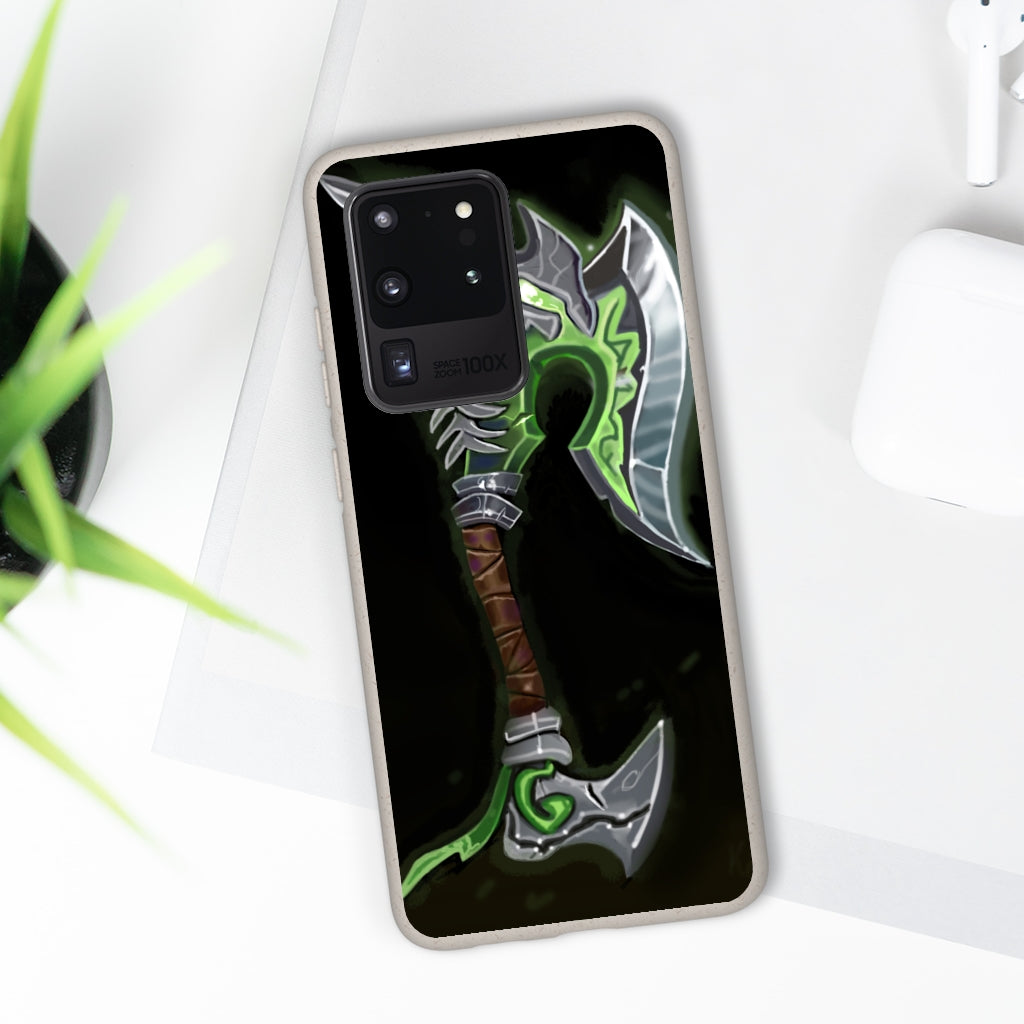 Bone Crusher Scythe Biodegradable Case made from PLA plant polymer and bamboo, showcasing its eco-friendly design and slim profile.