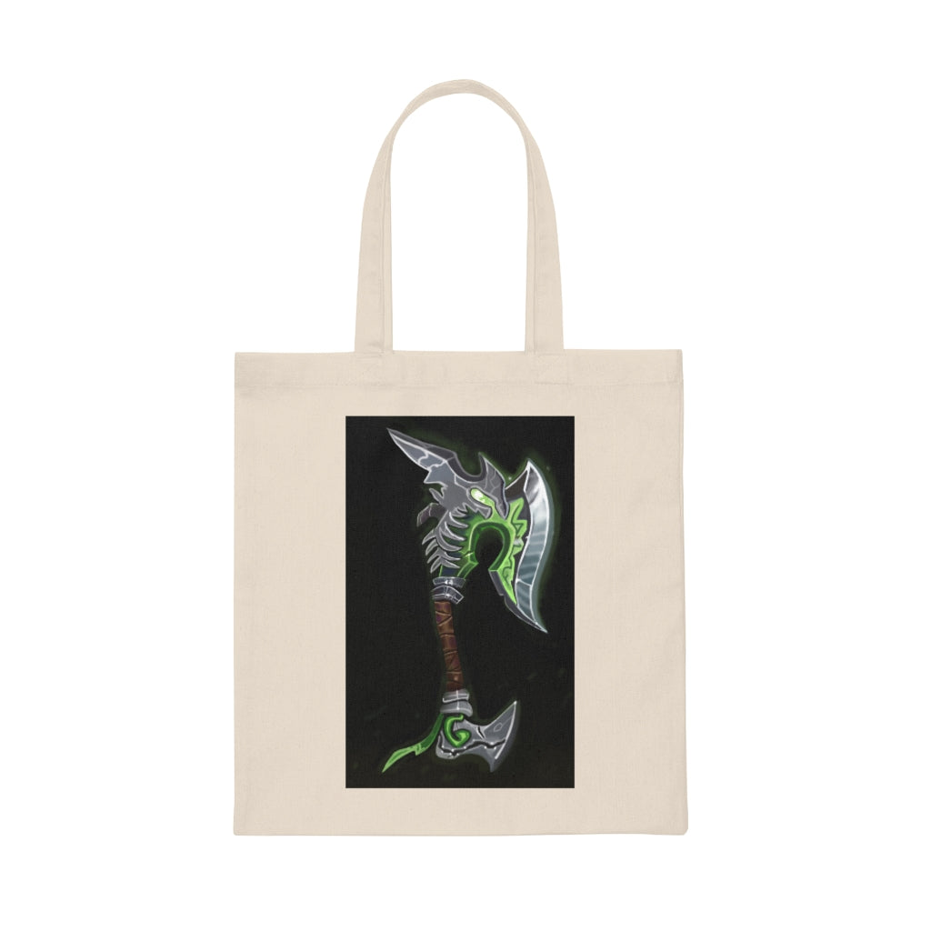 Bone Crusher Scythe Canvas Tote Bag made of 100% cotton sheeting with reinforced handles, perfect for personalized designs.