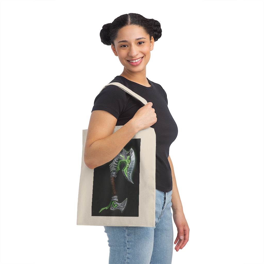 Bone Crusher Scythe Canvas Tote Bag made of 100% cotton sheeting with reinforced handles, perfect for personalized designs.