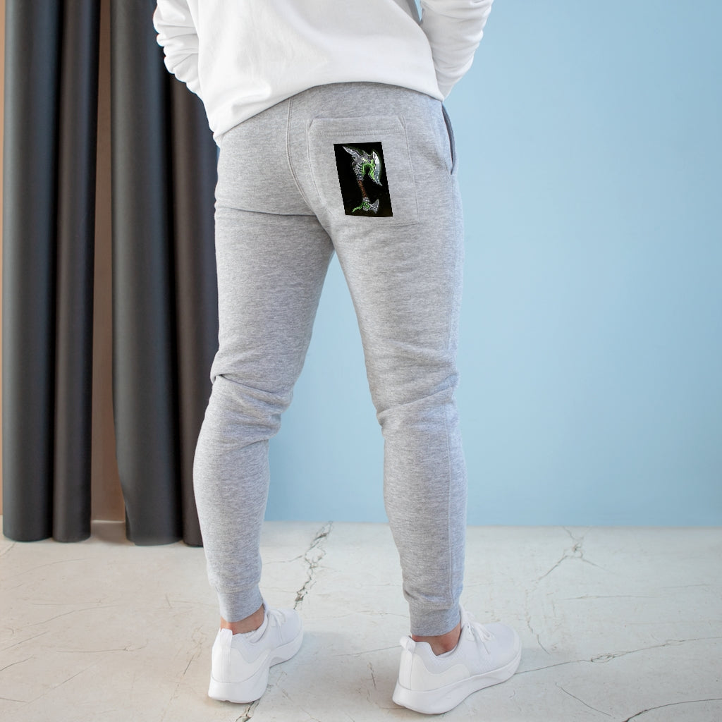 Bone Crusher Scythe Premium Fleece Joggers featuring customizable back pocket and two side pockets, made from soft fleece fabric.