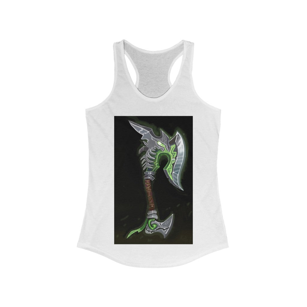 Bone Crusher Scythe Women's Ideal Racerback Tank showcasing a stylish print and slim fit design, perfect for casual wear or workouts.