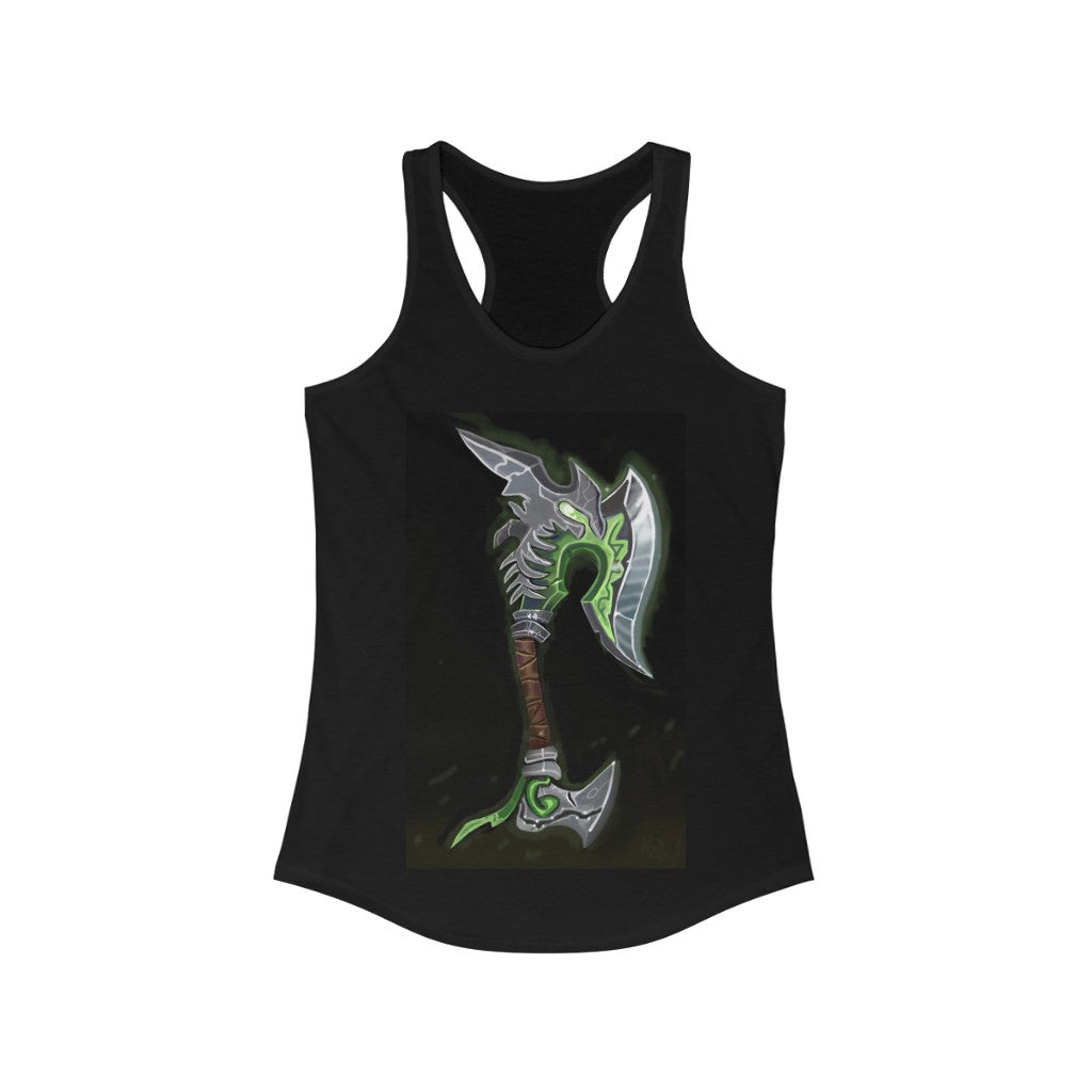 Bone Crusher Scythe Women's Ideal Racerback Tank showcasing a stylish print and slim fit design, perfect for casual wear or workouts.