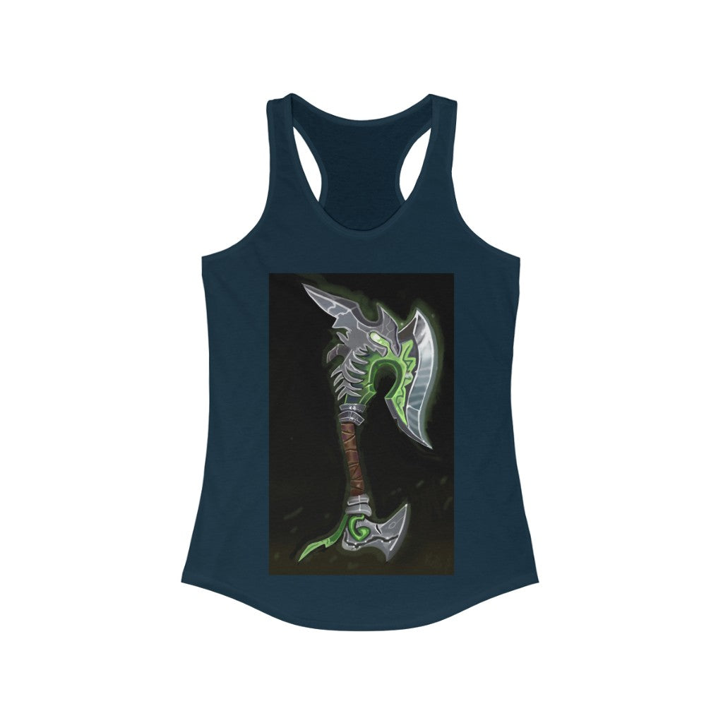 Bone Crusher Scythe Women's Ideal Racerback Tank showcasing a stylish print and slim fit design, perfect for casual wear or workouts.