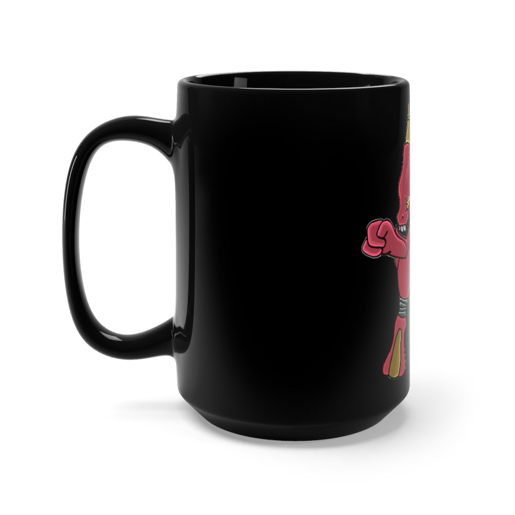 Bonegar Black Mug 15oz, a sleek black ceramic mug with rounded corners and a comfortable C-handle, perfect for coffee and tea.