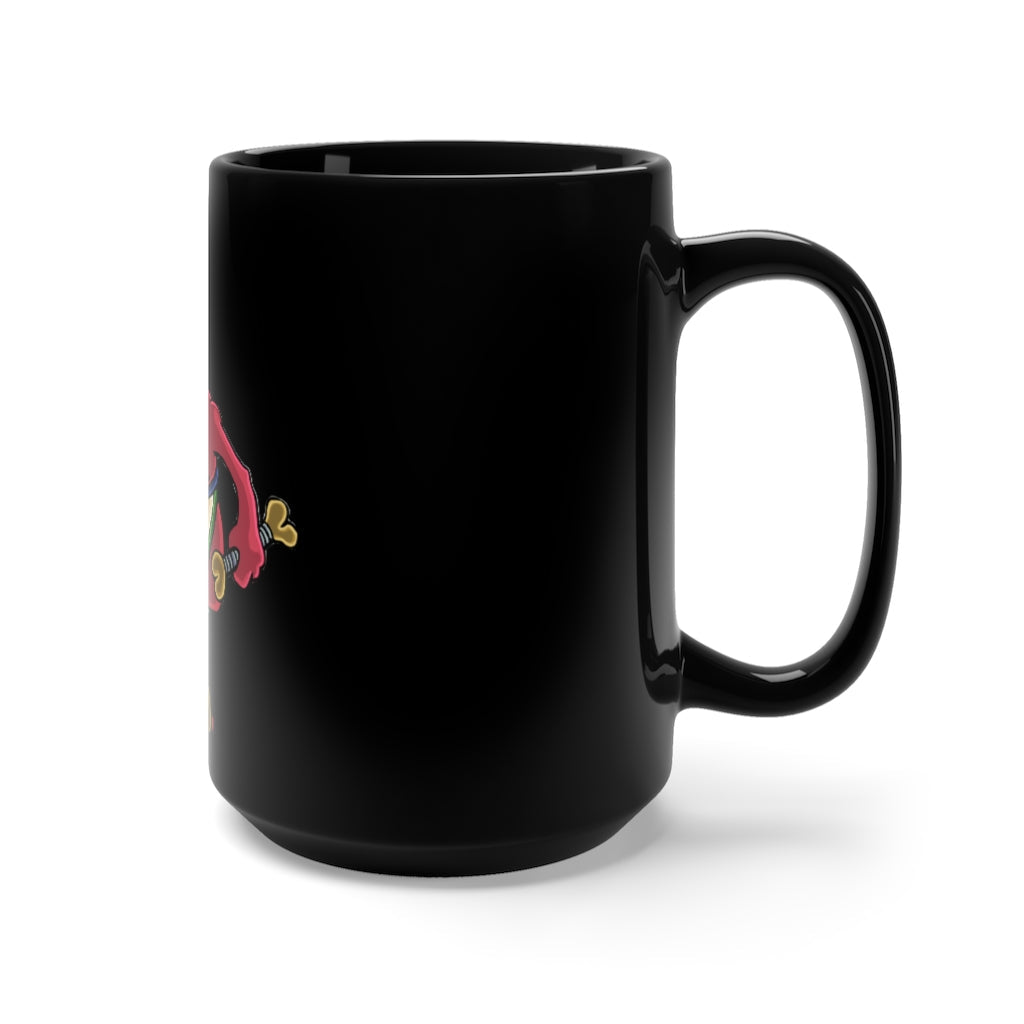 Bonegar Black Mug 15oz, a sleek black ceramic mug with rounded corners and a comfortable C-handle, perfect for coffee and tea.