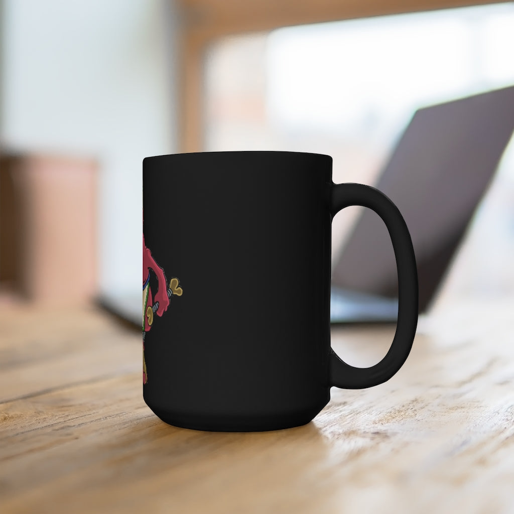 Bonegar Black Mug 15oz, a sleek black ceramic mug with rounded corners and a comfortable C-handle, perfect for coffee and tea.