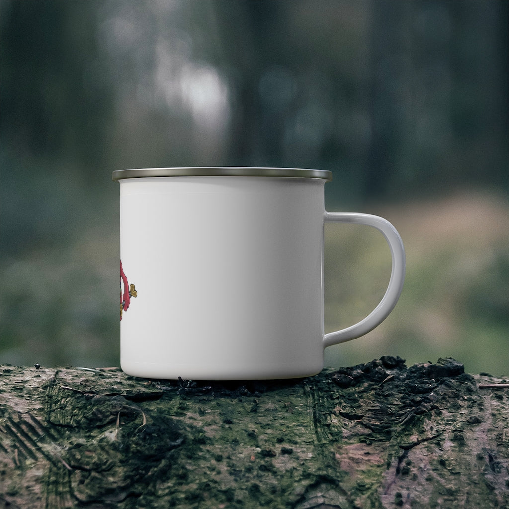 Bonegar Enamel Camping Mug with a C-handle, showcasing a stylish design and durable enamel finish, perfect for outdoor adventures.