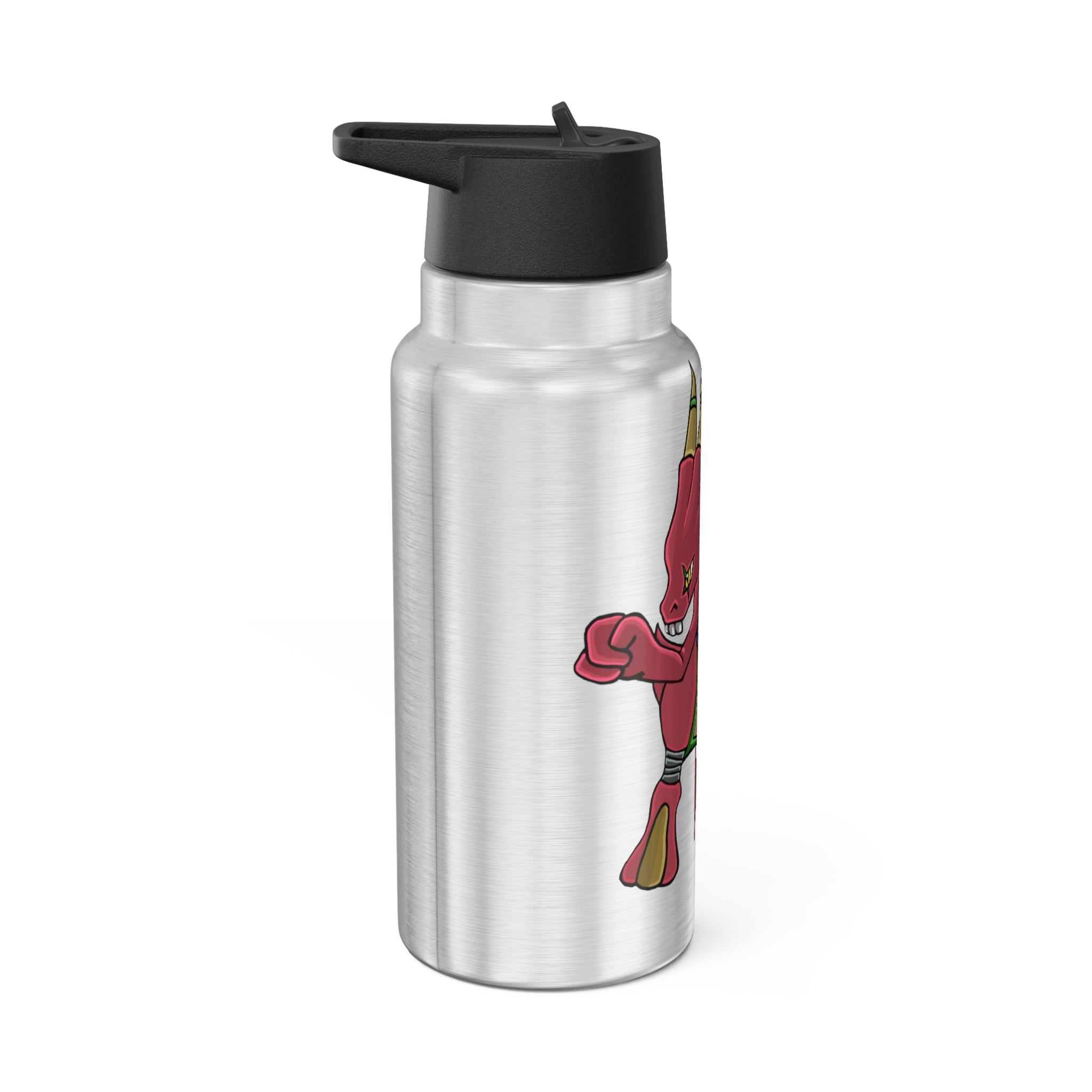 Bonegar Gator Tumbler, 32oz in stainless steel with a black cap and plastic straw, showcasing a customizable design.