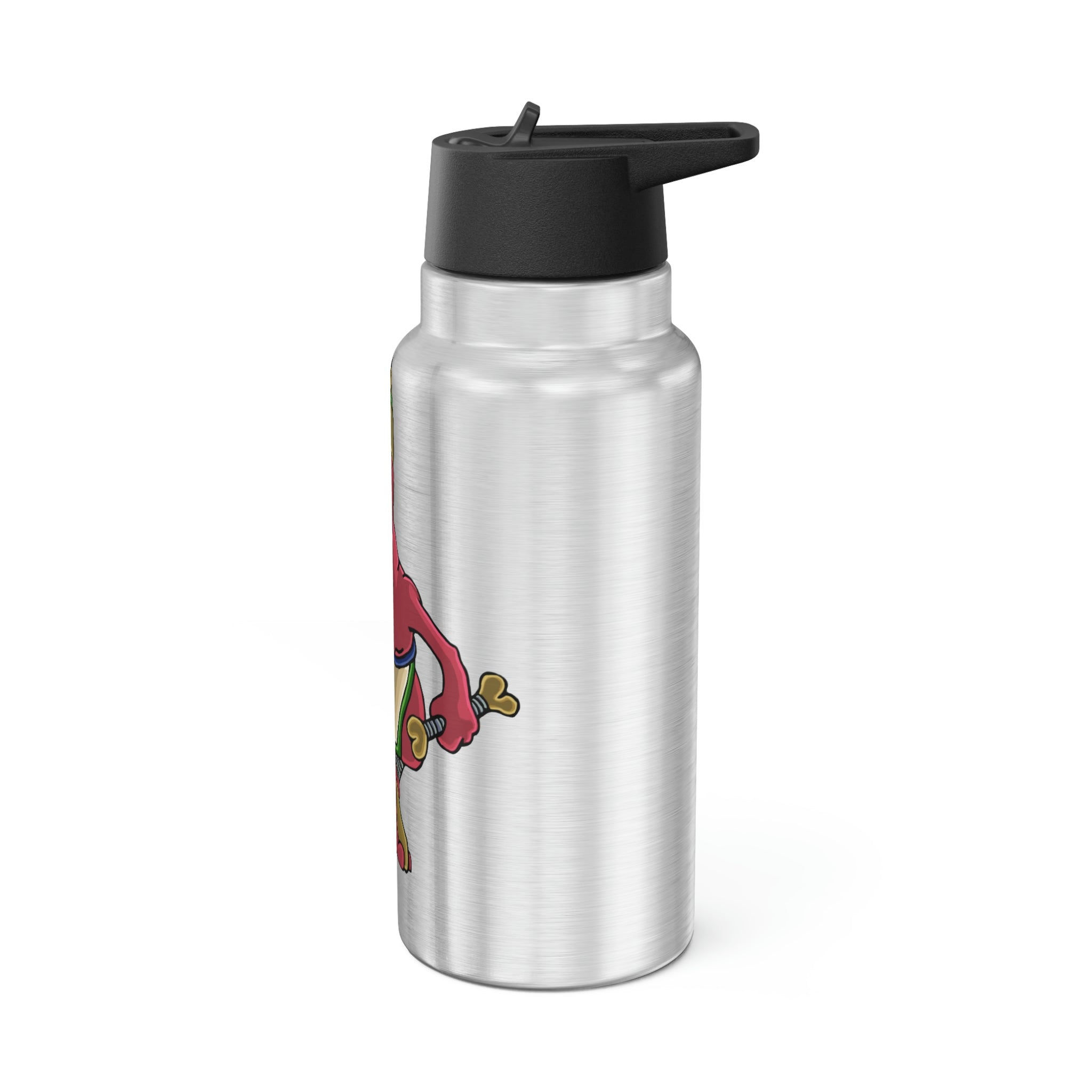 Bonegar Gator Tumbler, 32oz in stainless steel with a black cap and plastic straw, showcasing a customizable design.