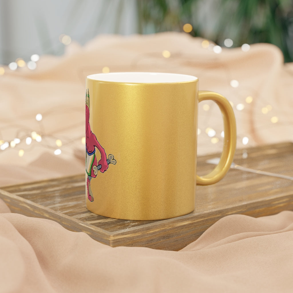 Bonegar Metallic Mug in Gold and Silver finishes, showcasing personalized designs and a comfortable C-handle.