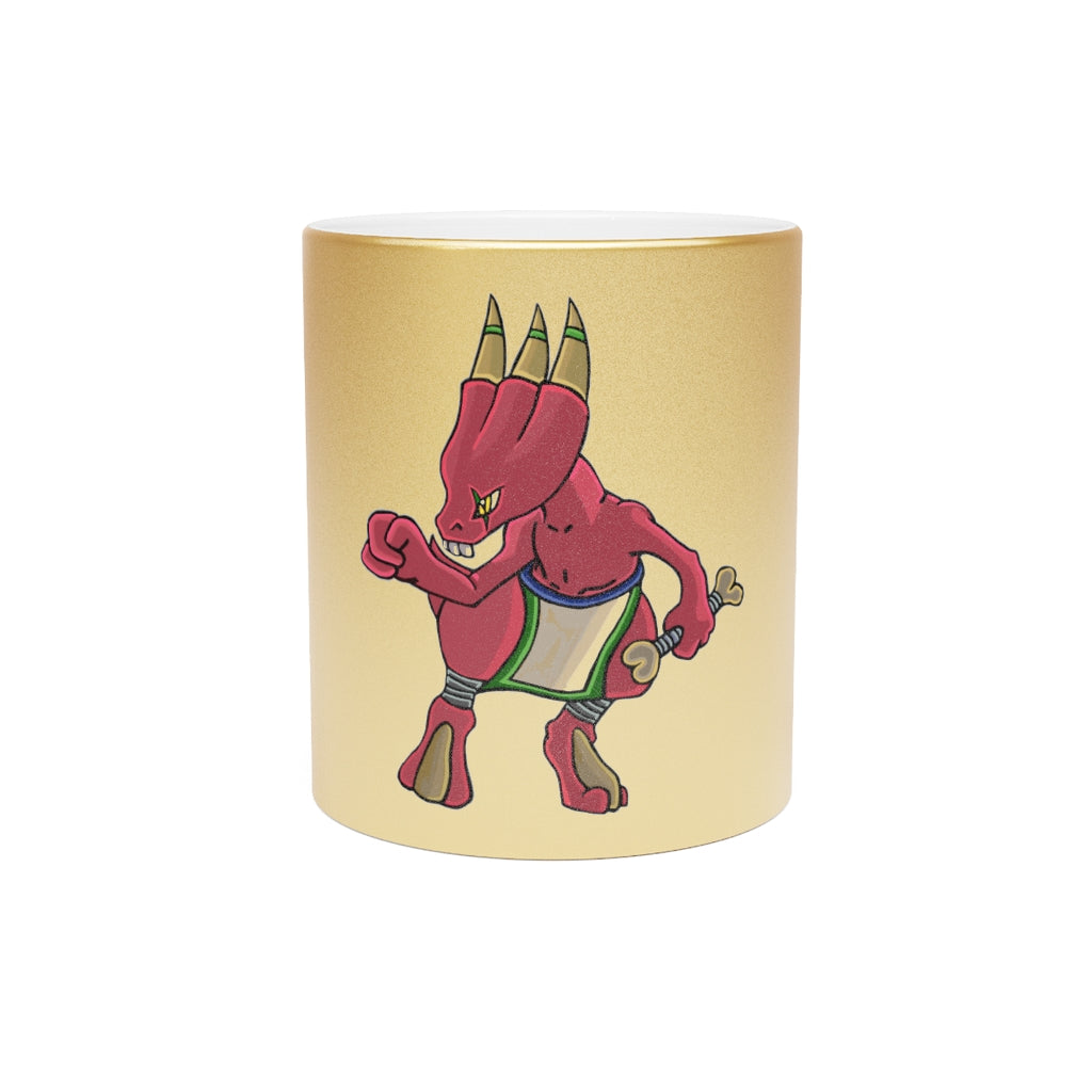 Bonegar Metallic Mug in Gold and Silver finishes, showcasing personalized designs and a comfortable C-handle.