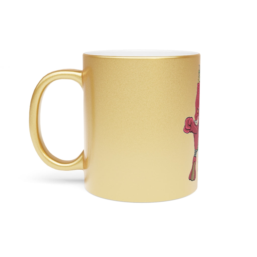 Bonegar Metallic Mug in Gold and Silver finishes, showcasing personalized designs and a comfortable C-handle.