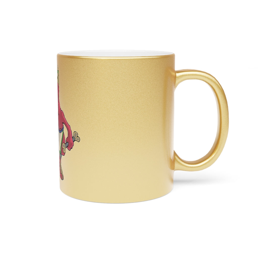 Bonegar Metallic Mug in Gold and Silver finishes, showcasing personalized designs and a comfortable C-handle.