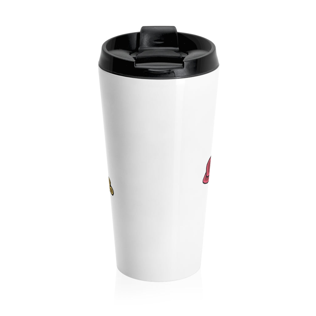 Bonegar Stainless Steel Travel Mug with black plastic lid, showcasing vibrant sublimation printing.