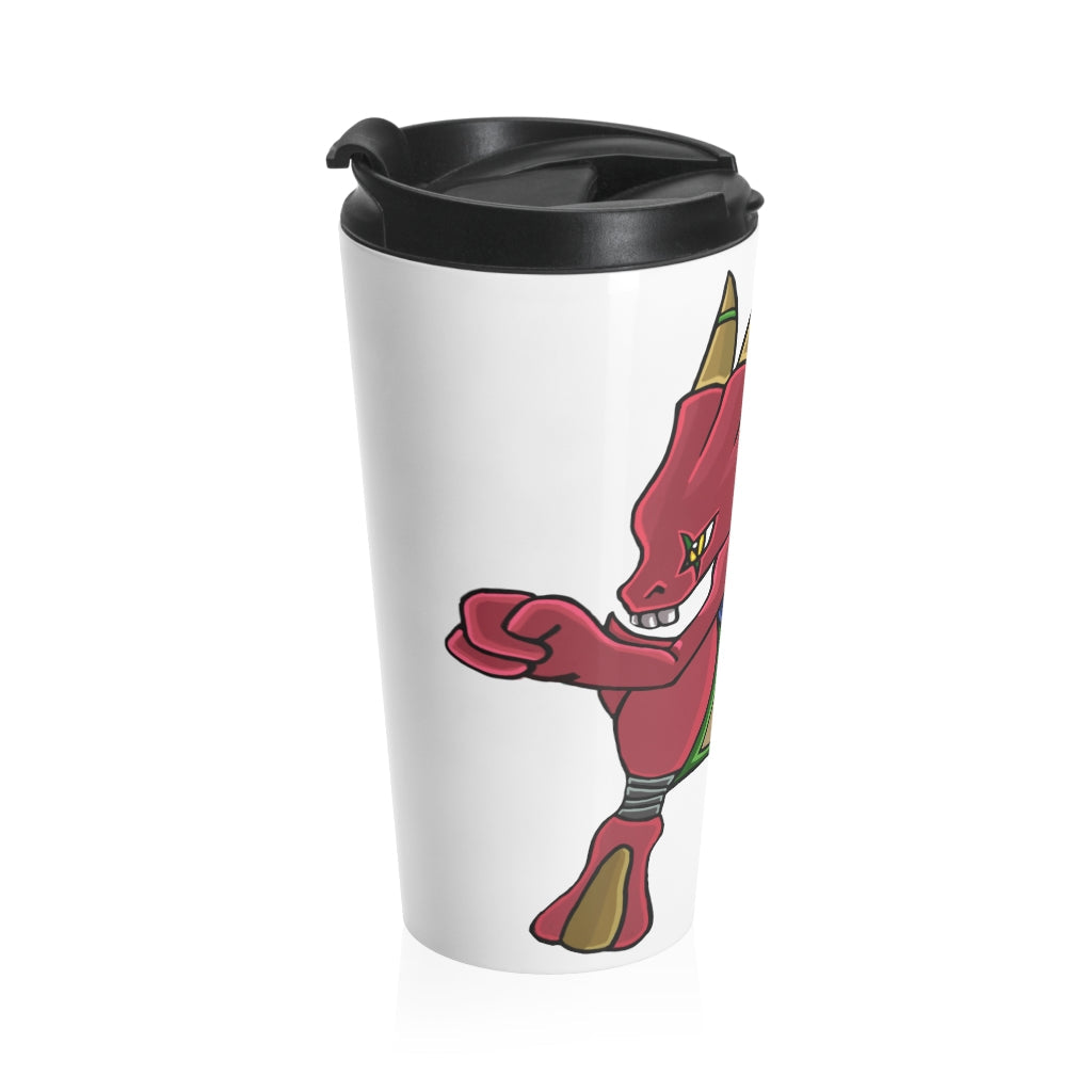 Bonegar Stainless Steel Travel Mug with black plastic lid, showcasing vibrant sublimation printing.