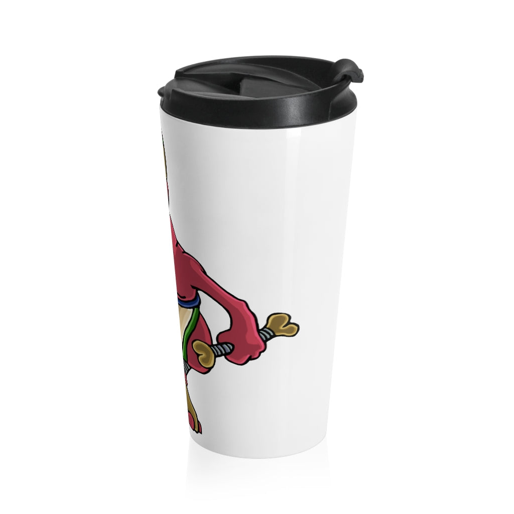 Bonegar Stainless Steel Travel Mug with black plastic lid, showcasing vibrant sublimation printing.