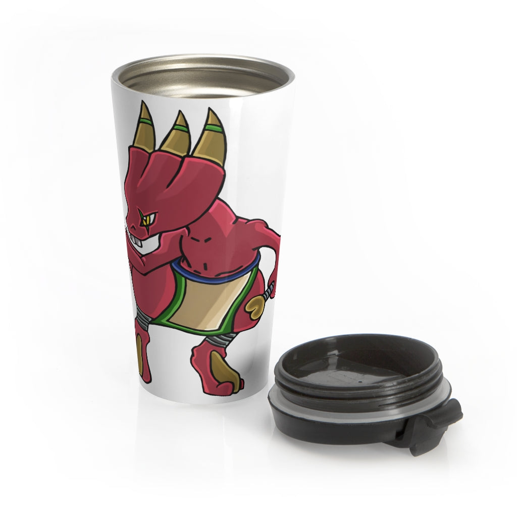 Bonegar Stainless Steel Travel Mug with black plastic lid, showcasing vibrant sublimation printing.