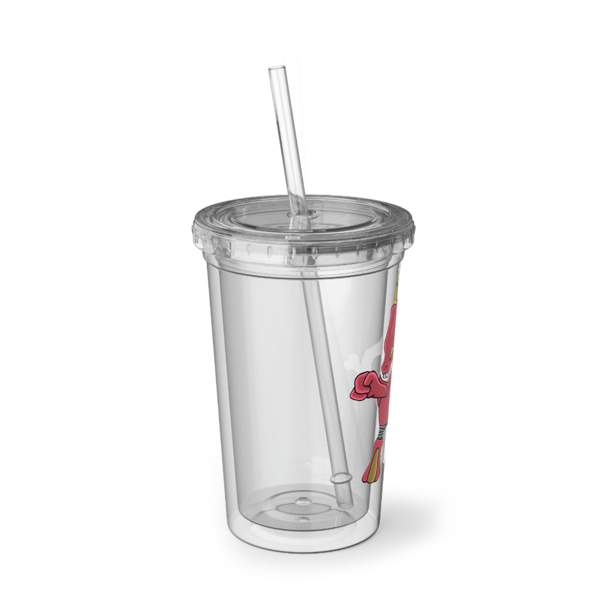 Bonegar Suave Acrylic Cup with double-wall insulation, featuring a vibrant customizable design and a plastic lid with a straw.