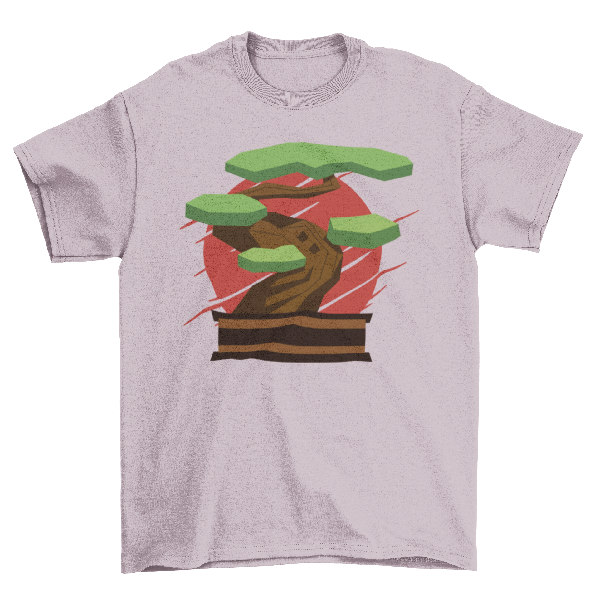 A stylish bonsai t-shirt featuring a detailed illustration of a bonsai tree, perfect for nature lovers.