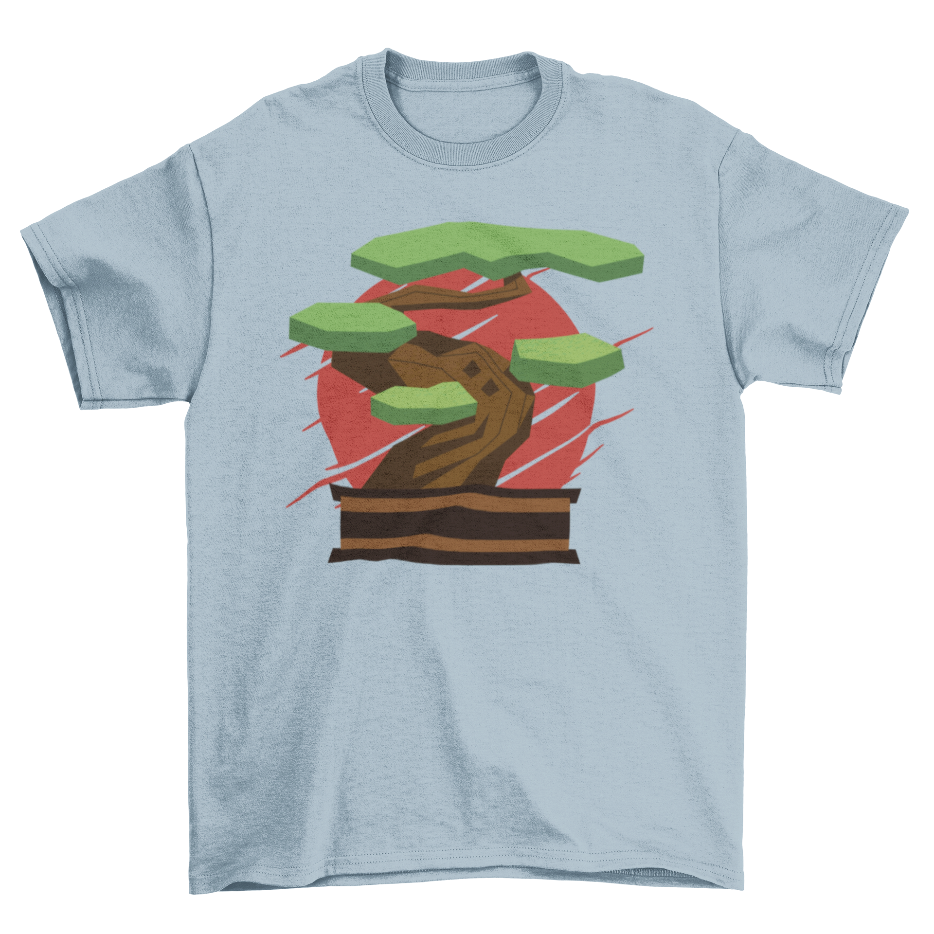 A stylish bonsai t-shirt featuring a detailed illustration of a bonsai tree, perfect for nature lovers.