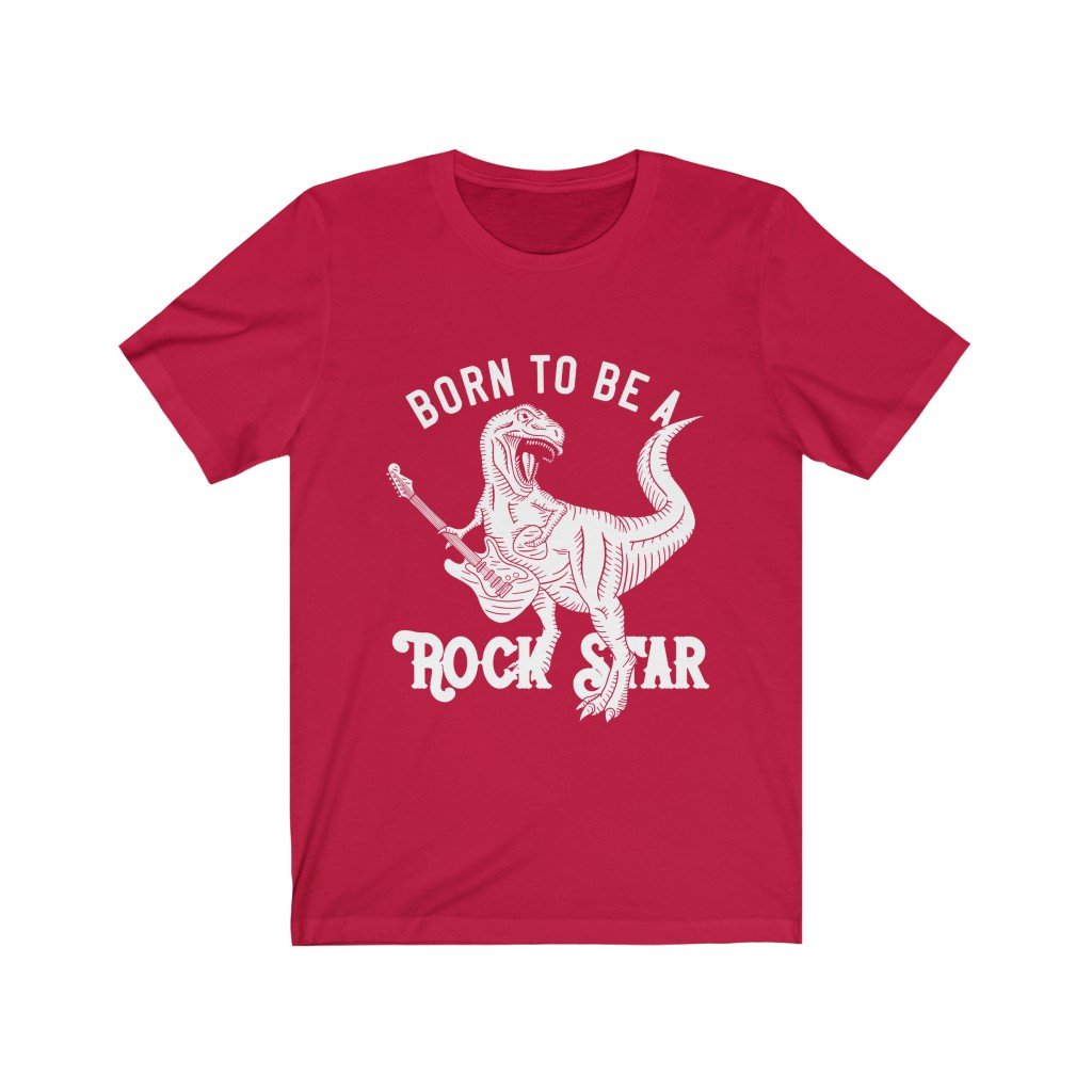 Born to be a Rock Star Lettering T-Shirt in soft cotton, featuring bold vinyl print and a unisex design.