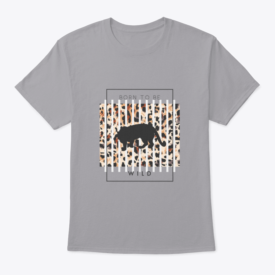 Born To Be Wild T-shirt featuring a tiger silhouette on a leopard background, showcasing a unique and bold design.