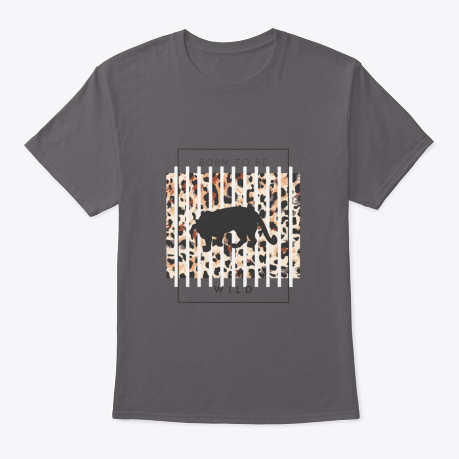 Born To Be Wild T-shirt featuring a tiger silhouette on a leopard background, showcasing a unique and bold design.