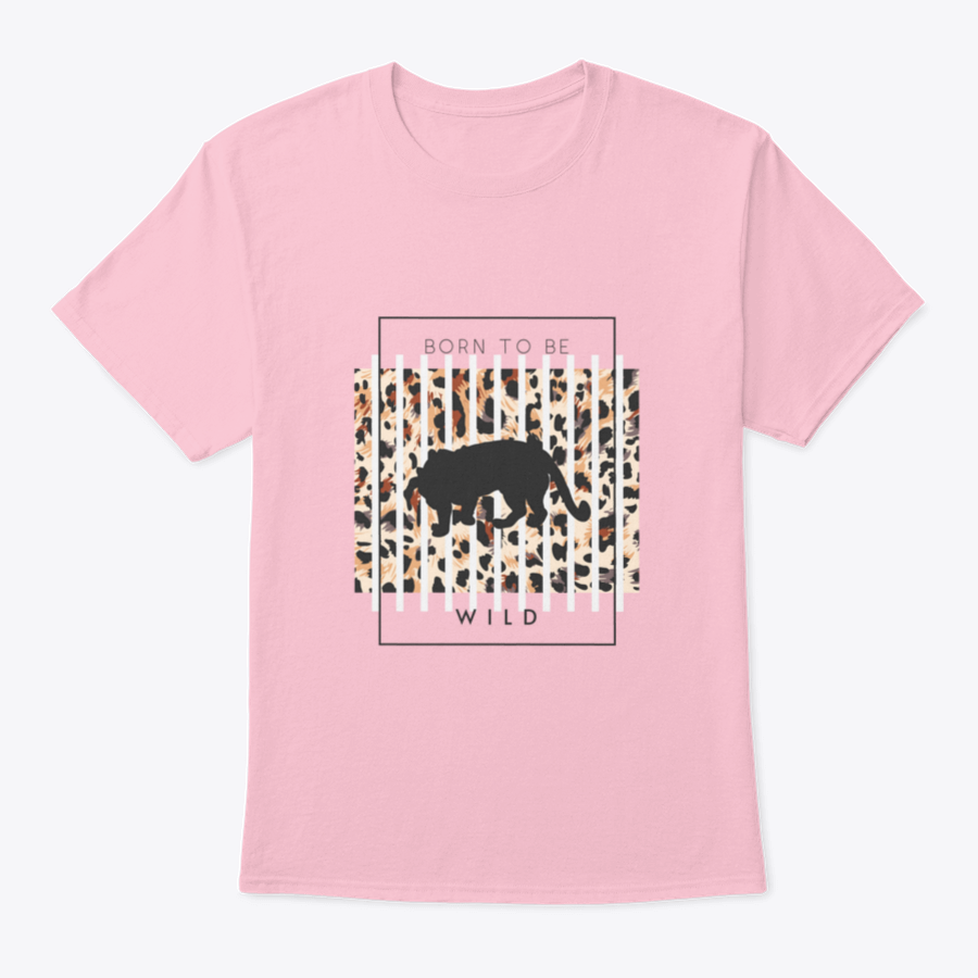 Born To Be Wild T-shirt featuring a tiger silhouette on a leopard background, showcasing a unique and bold design.