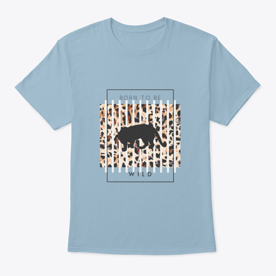 Born To Be Wild T-shirt featuring a tiger silhouette on a leopard background, showcasing a unique and bold design.