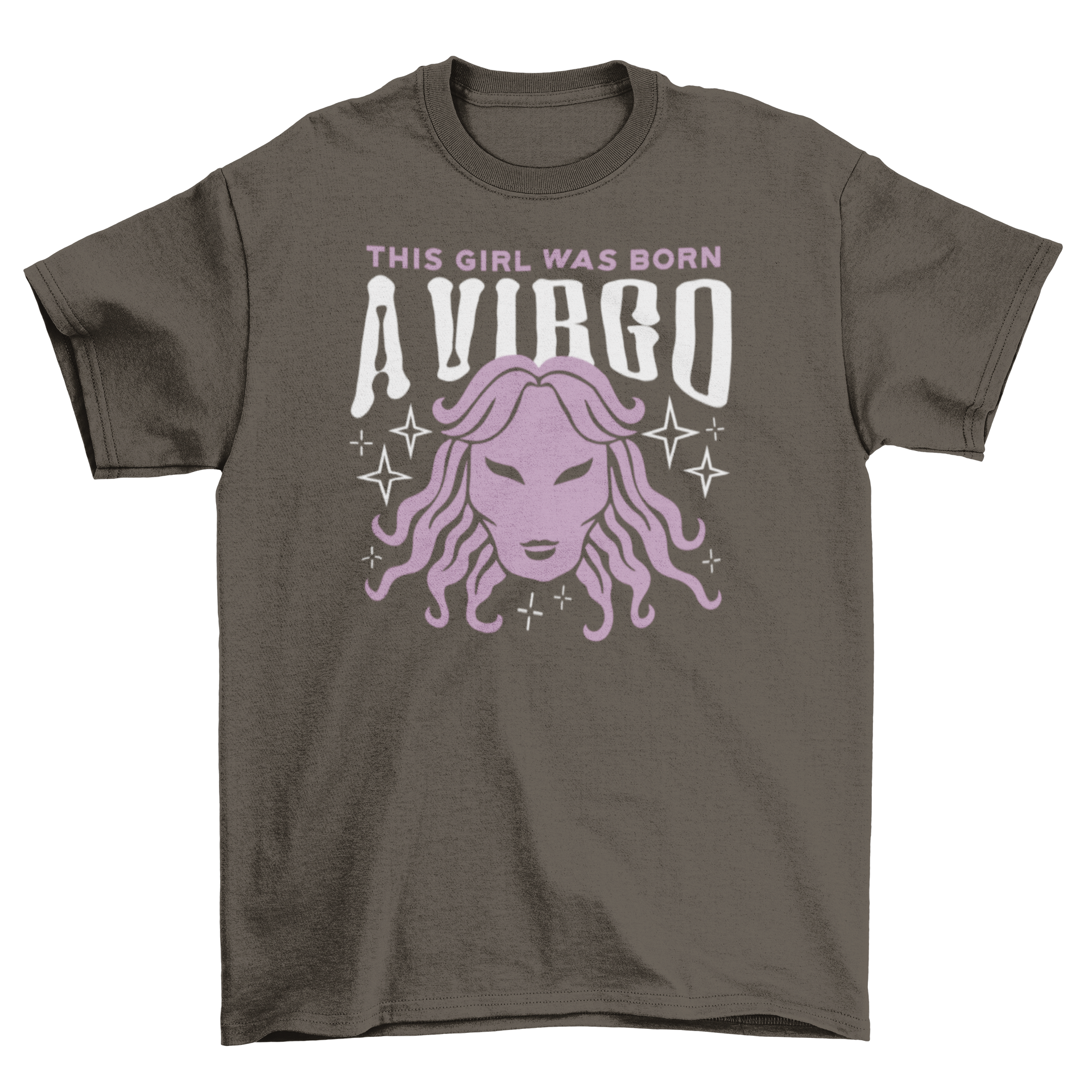 Born Virgo Girl T-shirt featuring zodiac illustration and quote, stylish and comfortable.