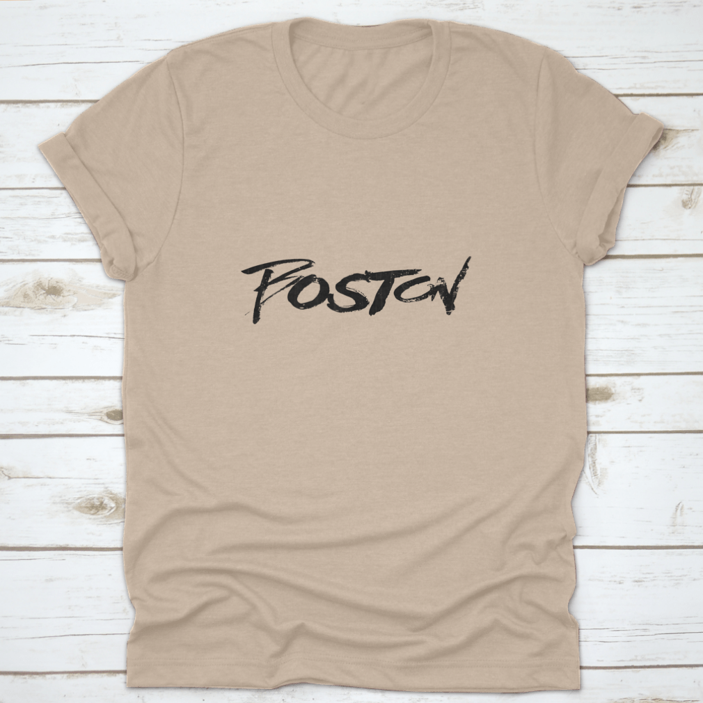 Boston Hand Written City Name shirt featuring modern calligraphy on a soft cotton fabric.