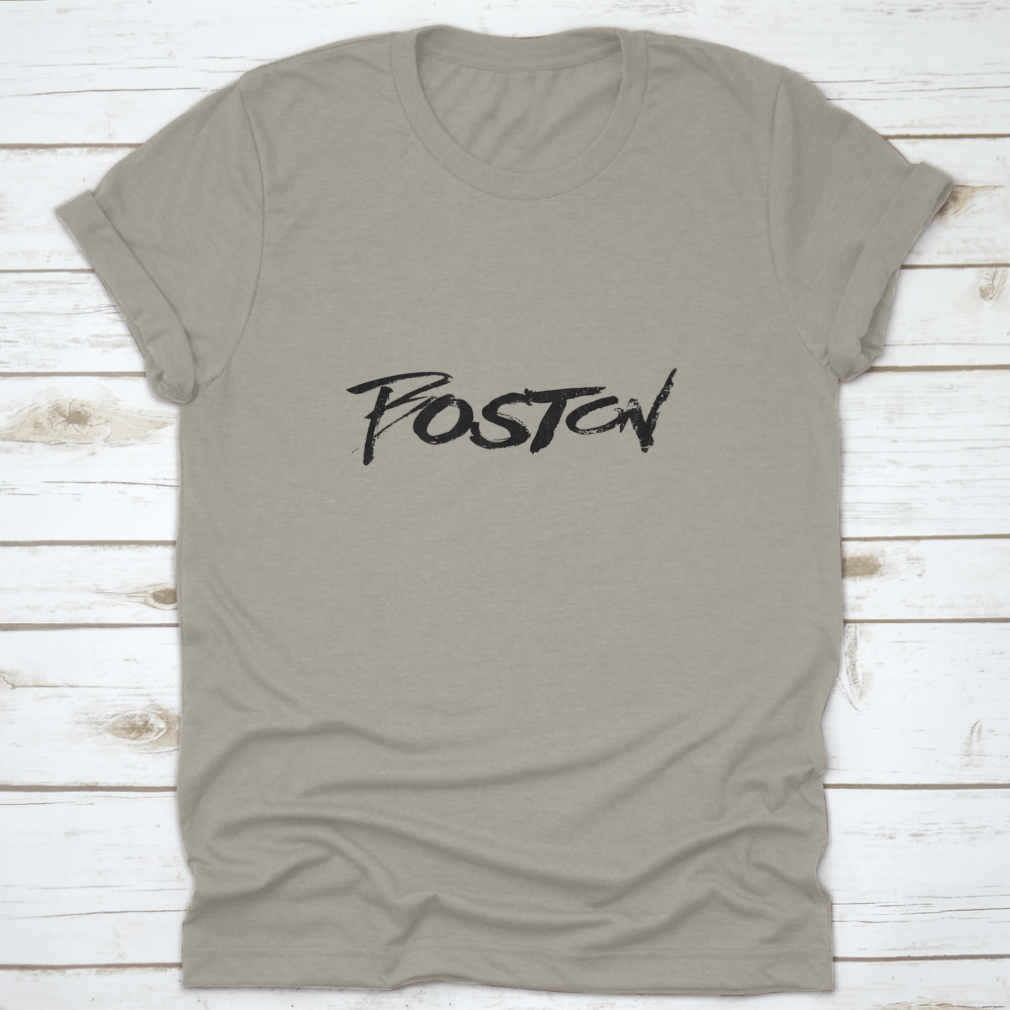 Boston Hand Written City Name shirt featuring modern calligraphy on a soft cotton fabric.