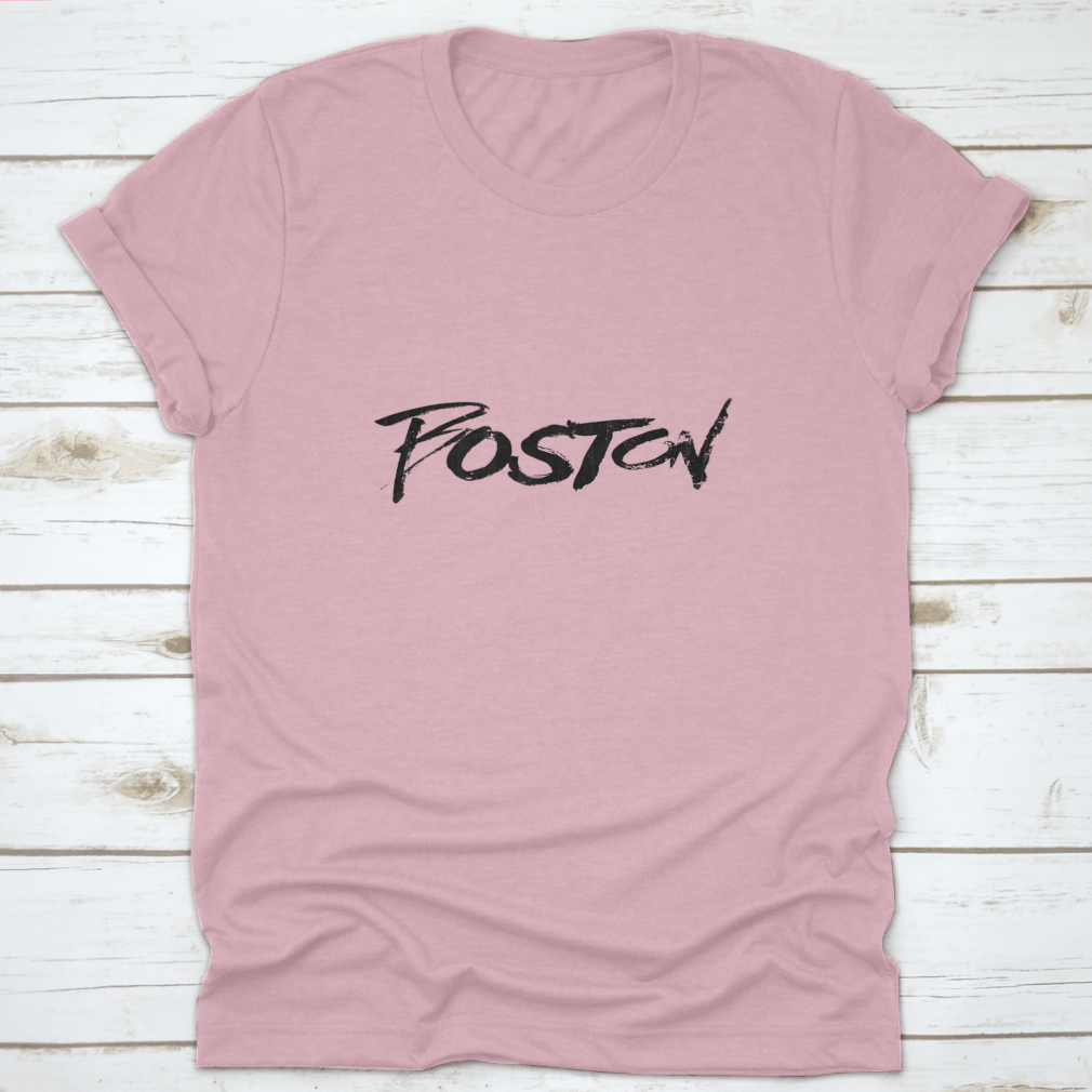 Boston Hand Written City Name shirt featuring modern calligraphy on a soft cotton fabric.