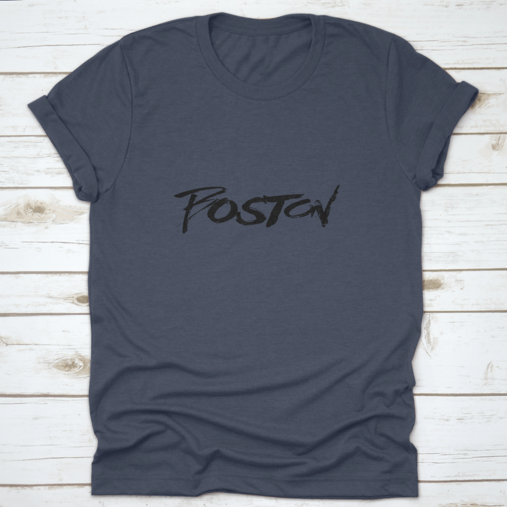 Boston Hand Written City Name shirt featuring modern calligraphy on a soft cotton fabric.