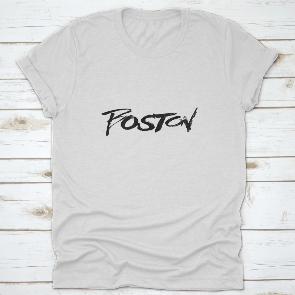 Boston Hand Written City Name shirt featuring modern calligraphy on a soft cotton fabric.