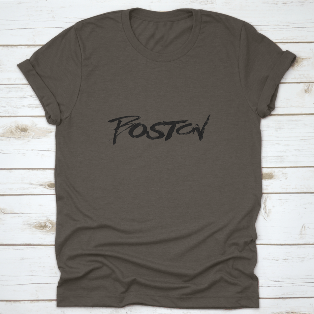 Boston Hand Written City Name shirt featuring modern calligraphy on a soft cotton fabric.