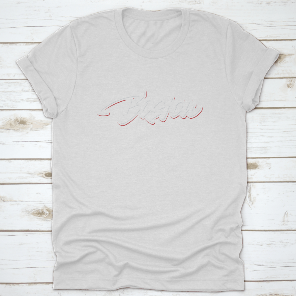 Boston Vector Script Lettering T-Shirt featuring stylish typography on a comfortable cotton fabric.