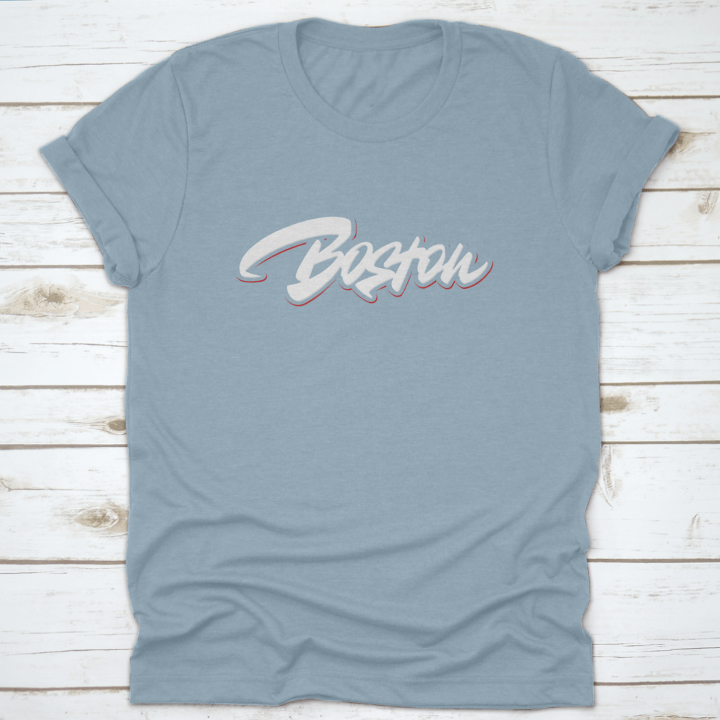 Boston Vector Script Lettering T-Shirt featuring stylish typography on a comfortable cotton fabric.