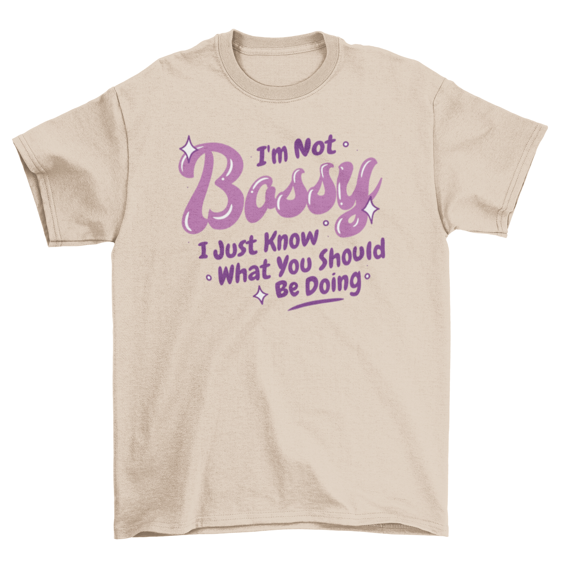 A stylish t-shirt featuring the quote 'I'm not bossy, I just know what you should be doing' in bold lettering.