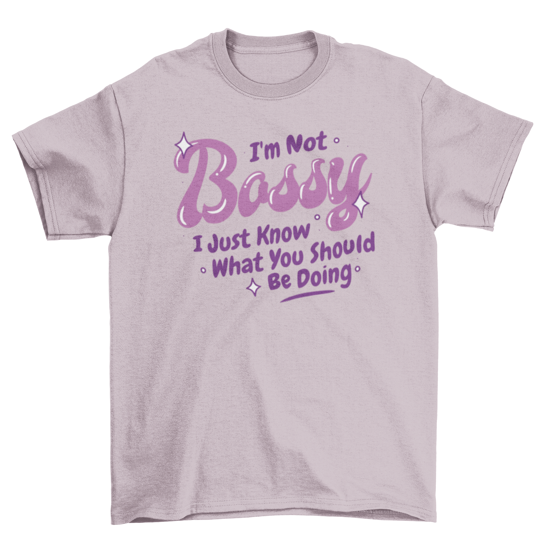 A stylish t-shirt featuring the quote 'I'm not bossy, I just know what you should be doing' in bold lettering.