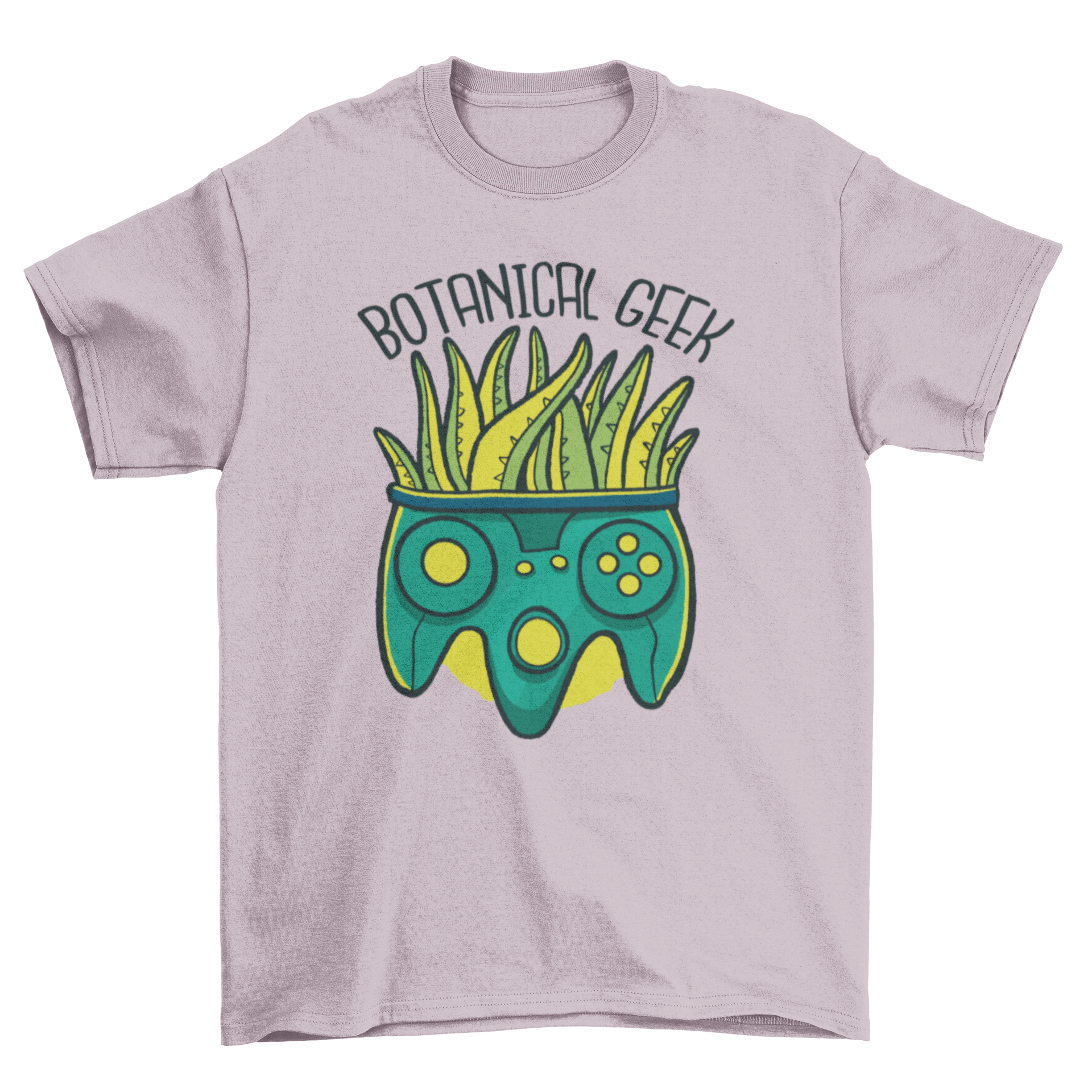 Botanical Geek Quote T-Shirt featuring a joystick with plants growing from it, ideal for gardening and gaming enthusiasts.