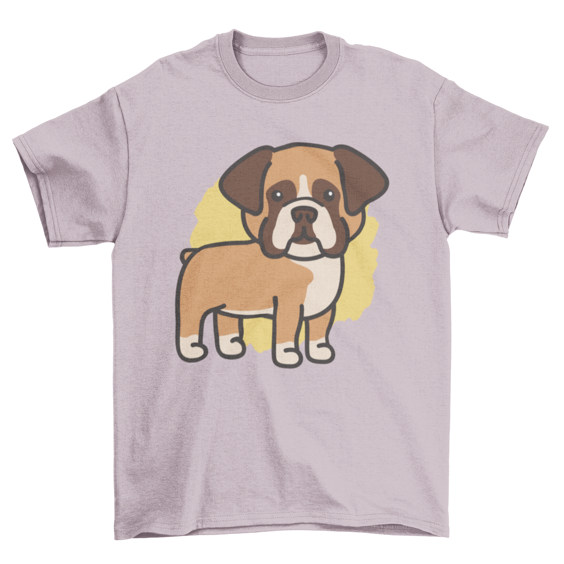 Stylish t-shirt featuring a vibrant boxer dog graphic, perfect for dog lovers.