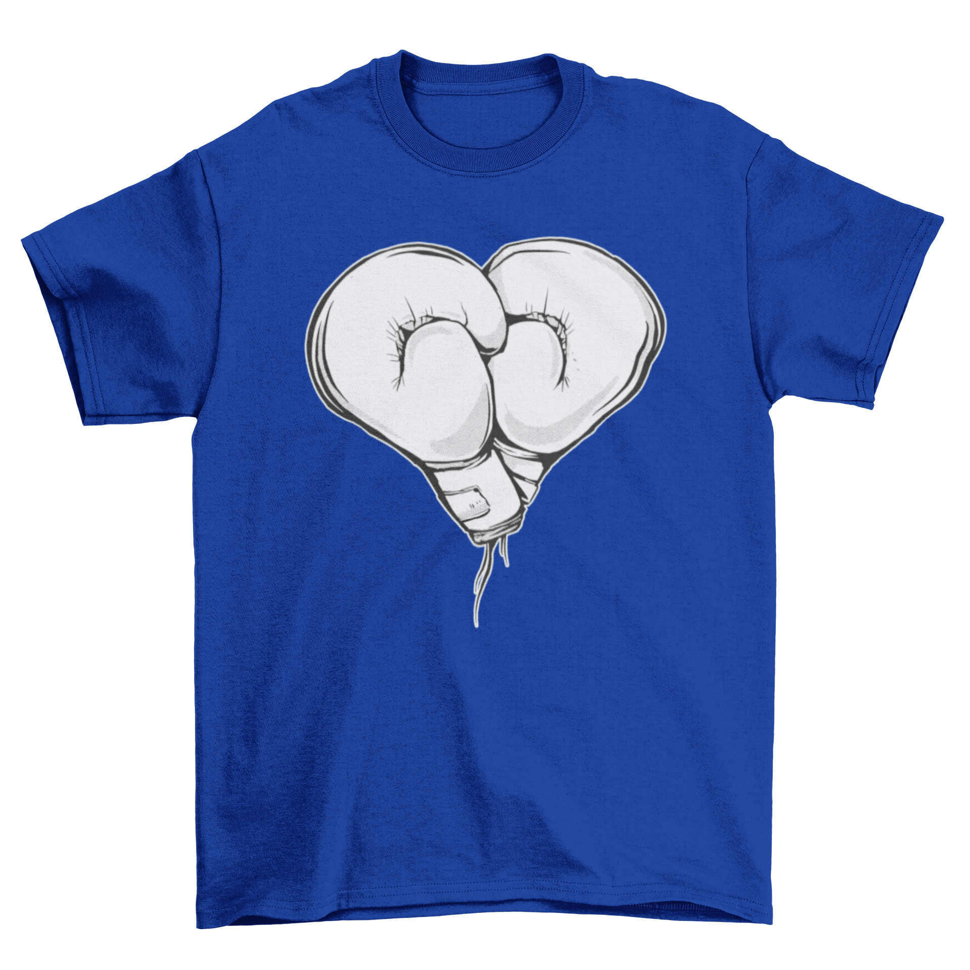 A stylish t-shirt featuring a unique design of two boxing gloves forming a heart shape, perfect for boxing enthusiasts.