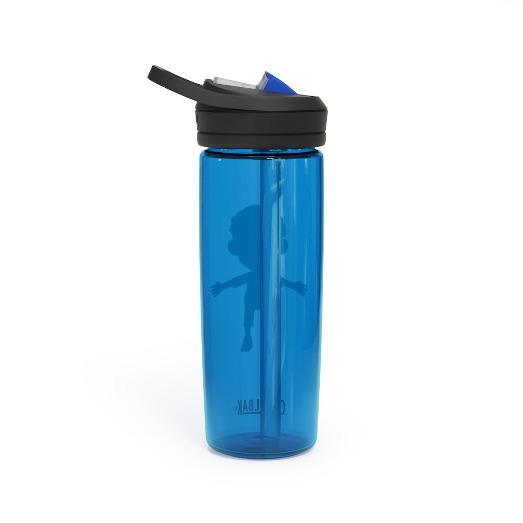 Boy CamelBak Eddy® Water Bottle in 20oz and 25oz sizes, showcasing durable Tritan™ material and spill-proof design.