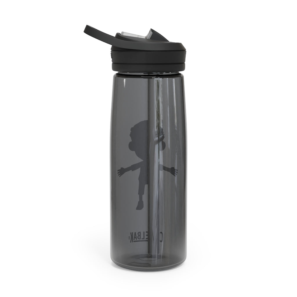 Boy CamelBak Eddy® Water Bottle in 20oz and 25oz sizes, showcasing durable Tritan™ material and spill-proof design.