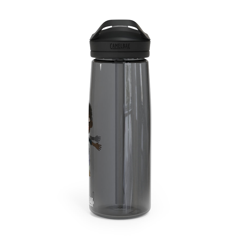 Boy CamelBak Eddy® Water Bottle in 20oz and 25oz sizes, showcasing durable Tritan™ material and spill-proof design.