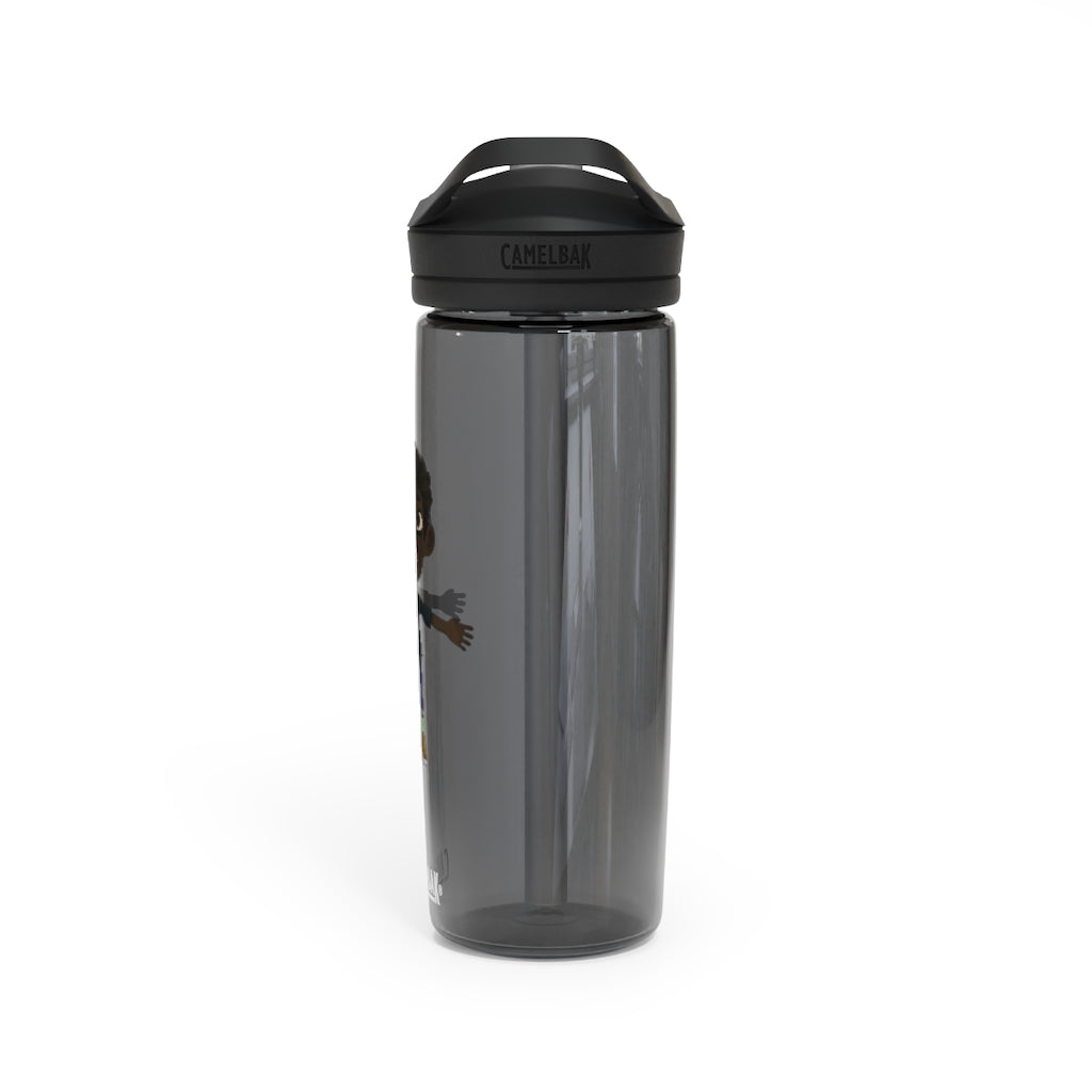 Boy CamelBak Eddy® Water Bottle in 20oz and 25oz sizes, showcasing durable Tritan™ material and spill-proof design.