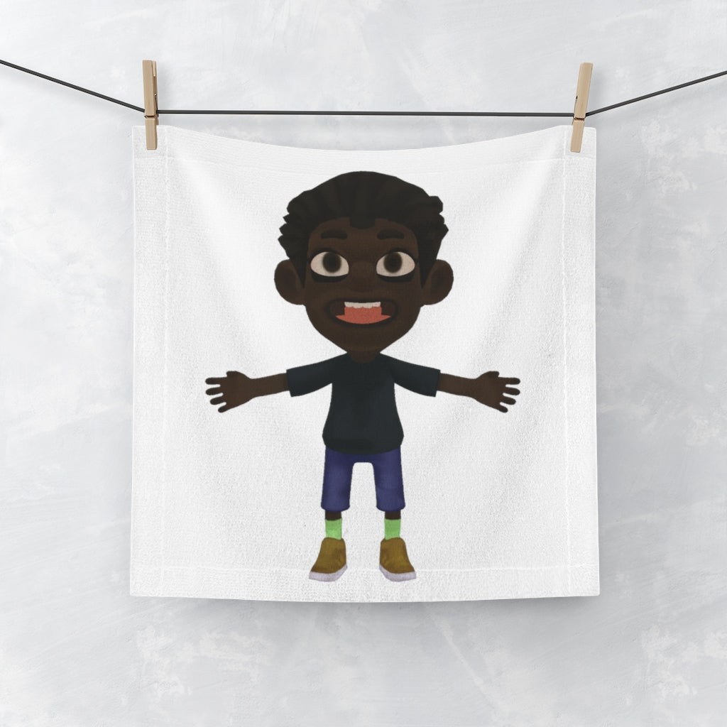 A colorful Boy Face Towel featuring a vibrant printed front and soft cotton back, perfect for kids.