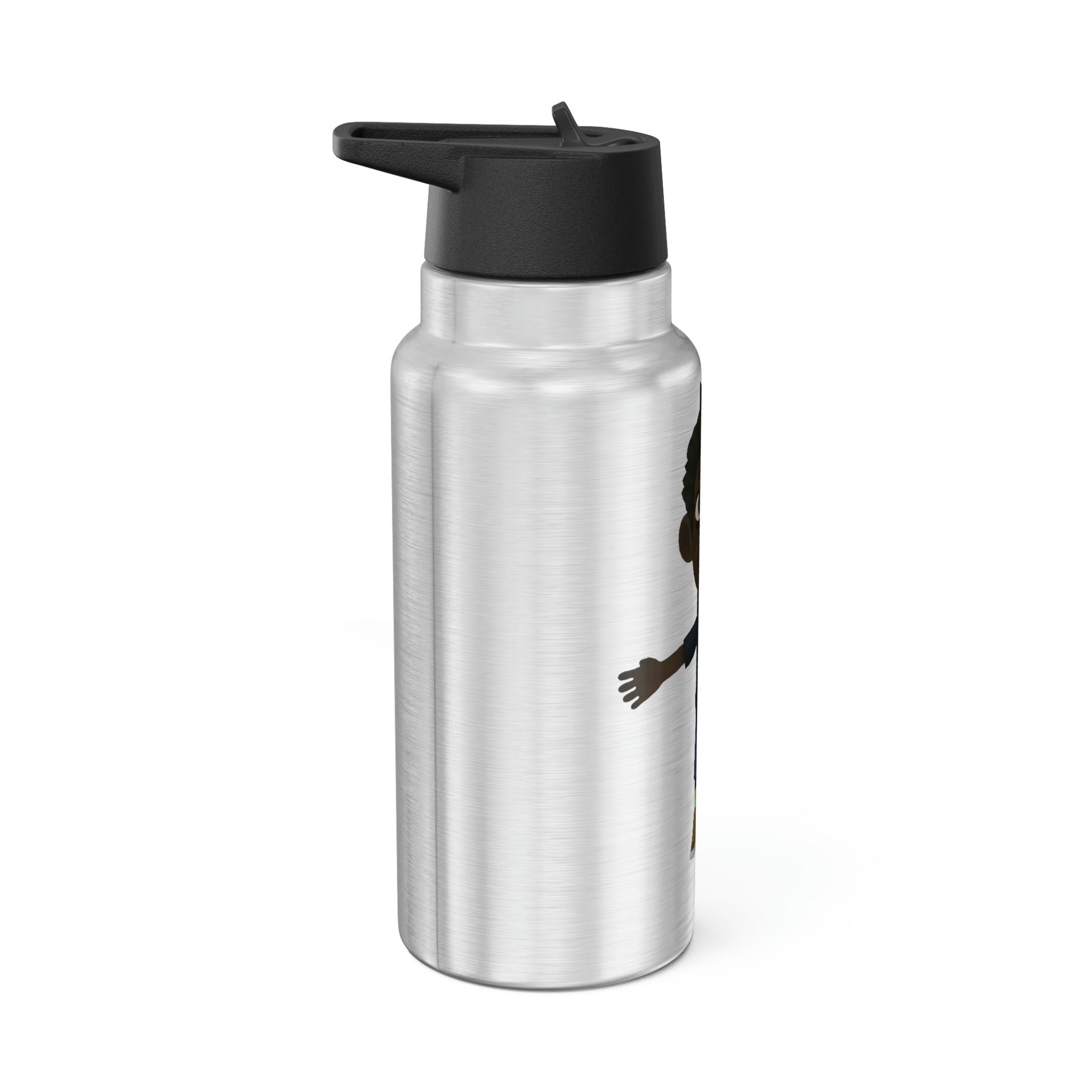 Boy Gator Tumbler, 32oz, stainless steel with a black cap and straw, customizable design.