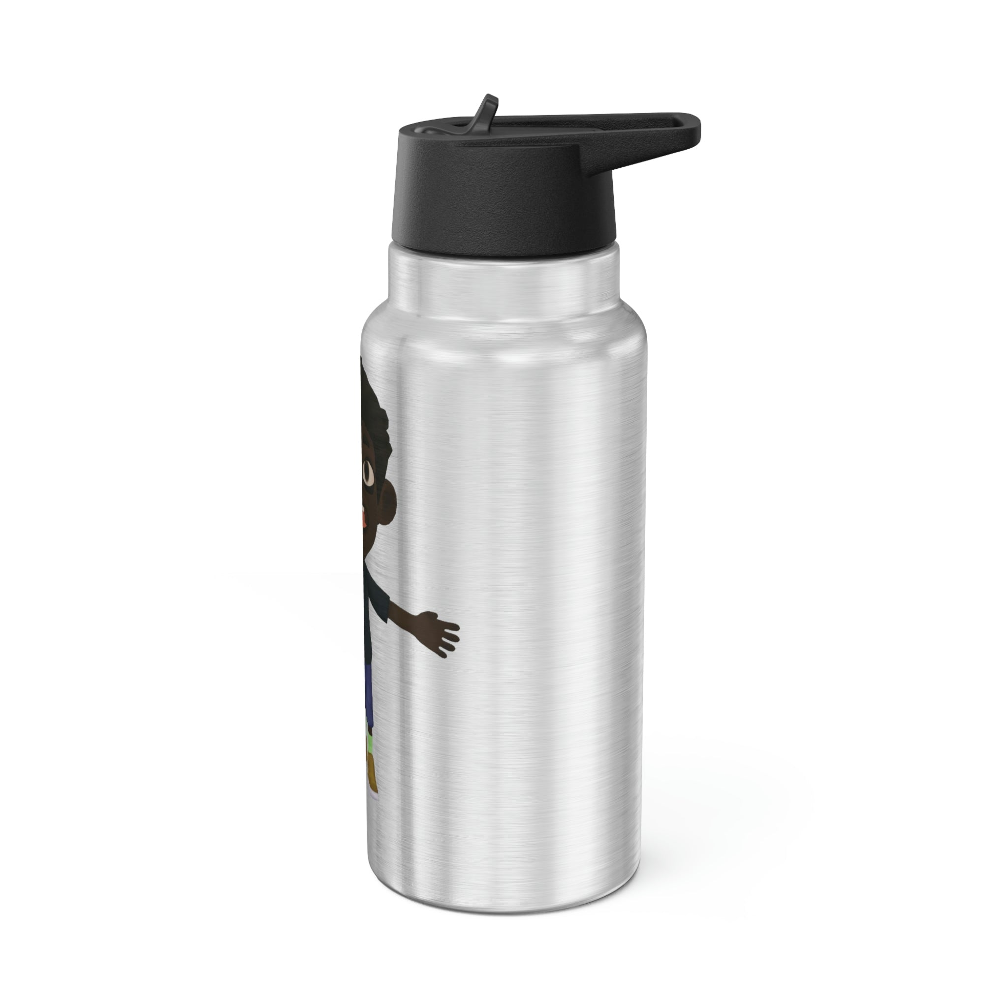 Boy Gator Tumbler, 32oz, stainless steel with a black cap and straw, customizable design.